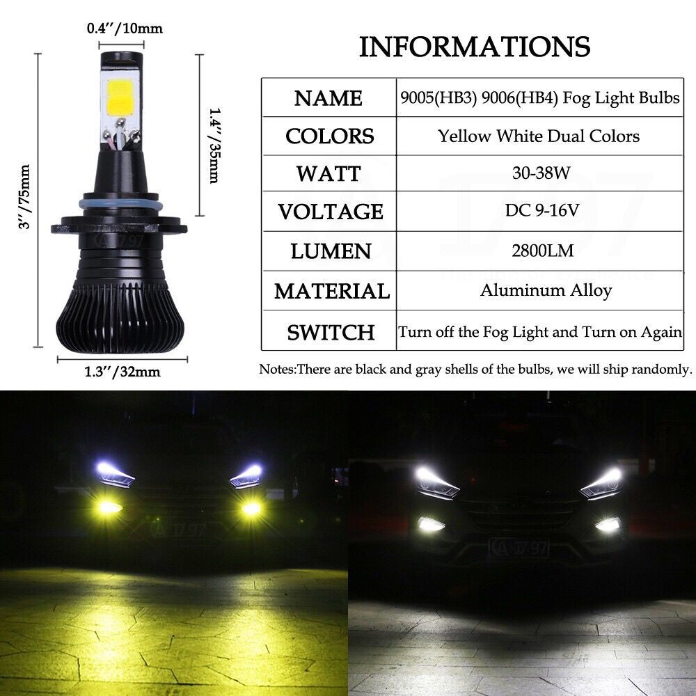 2pcs Lampu Led Cob 9005 Hb3 9006 Hb4 Untuk Fog Lamp Mobil