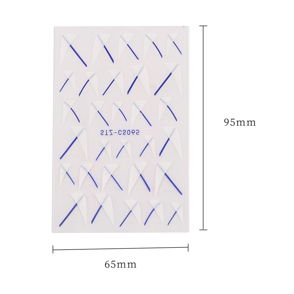 1 Lembar / Pak Stiker Kuku 3D Gaya Perancis Motif Geometri + Glitter Untuk Dekorasi Nail Art / Manicure