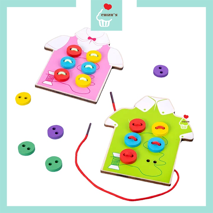 Mainan Menjahit Kancing Baju | Threading Toy | Lacing Sewing | Montessori | Mainan Edukatif Edukasi Anak Motorik Halus | Hand-eye Coordination / Koordinasi Mata dan Tangan