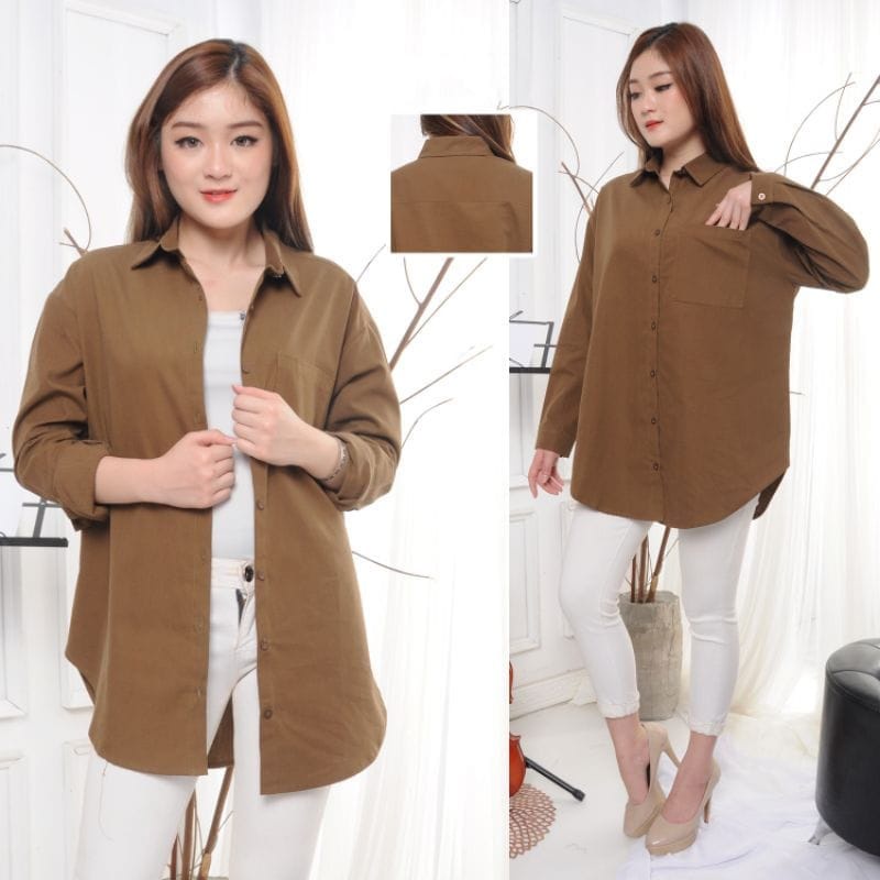 KEMEJA TUNIK POLOS  OVERSIZE BAHAN SHAKILA