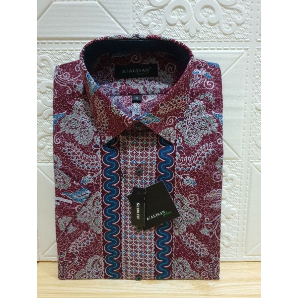Kemeja Batik Alisan Slimfit dan Reguler Tangan Pendek size 15