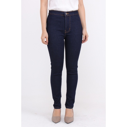 Celana Panjang Jeans Wanita High waist Biru Dongker