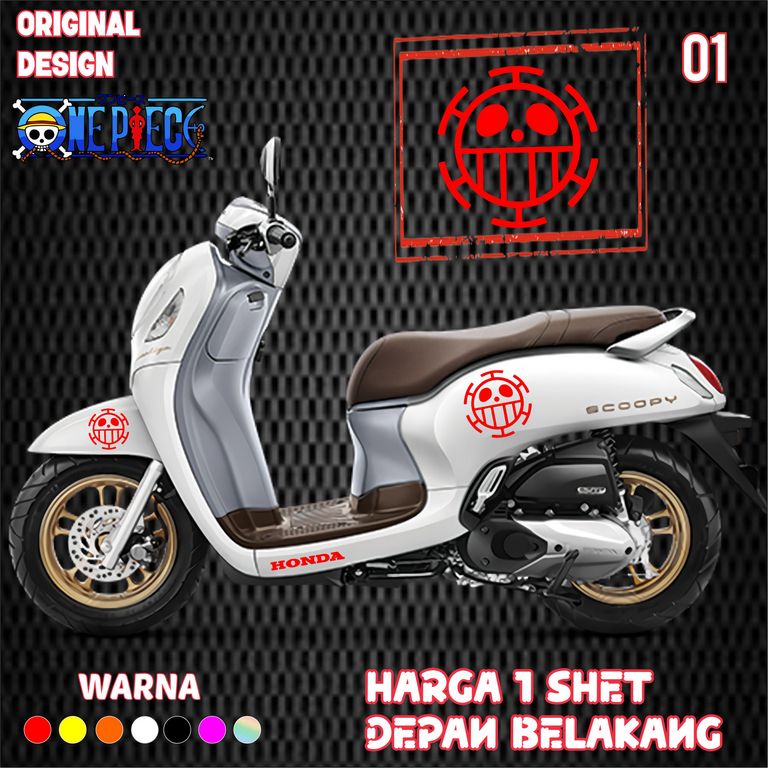 Bisa Custom Nama Cutting Stiker Scoopy Sticker Scoopy ONE PIECE Satu Set all varian
