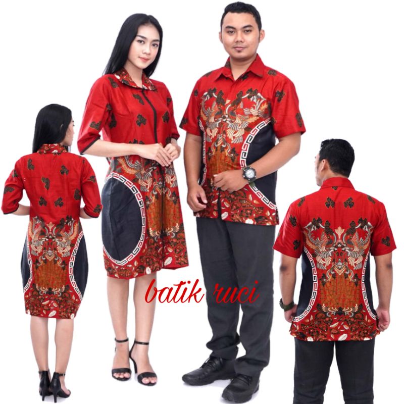 Jual COUPLE Batik Modern Motif Kombinasi Trendy Masa Kini By Batikruci ...