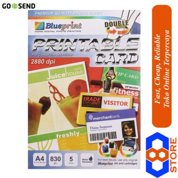 

READY BLUEPRINT PRINTABLE CARD A4 830 MIKRON BP-PCA4830 BAHAN ID CARD WHITE TERBARU