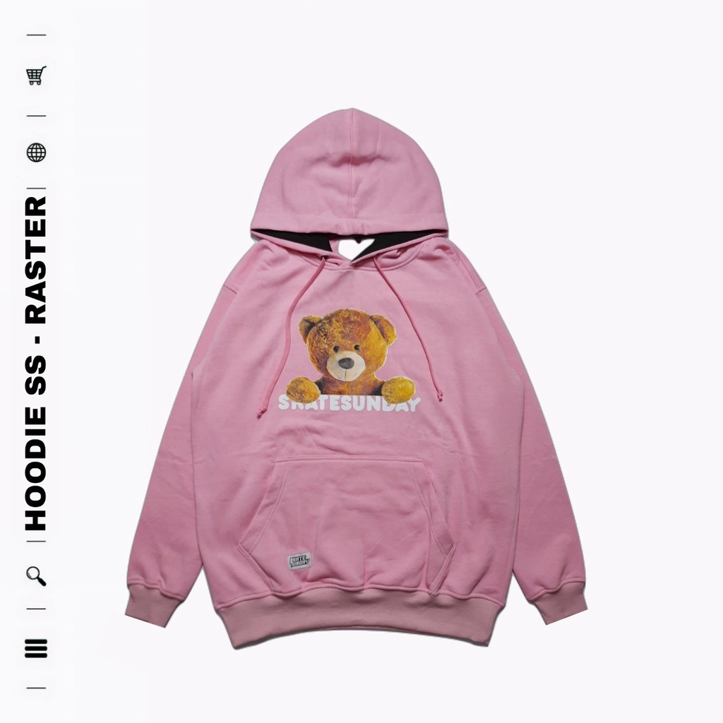 SKATESUNDAY - Jaket Hoodie Sweater Pria Wanita Original Bear Pink Series