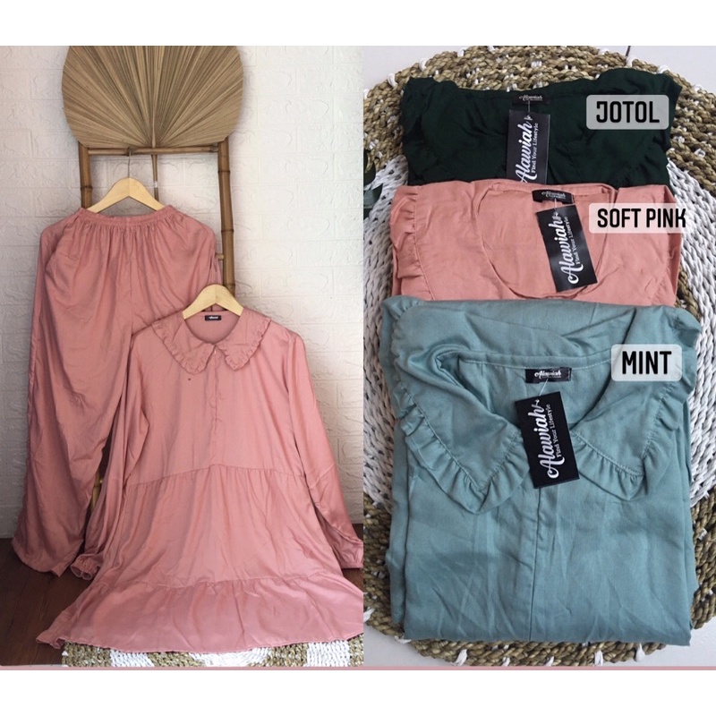 ONE SET PAJAMAS TUNIK LONG RAYON POLOS