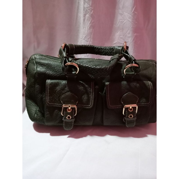 Tas jinjing wanita kulit asli,warna hijau botol,kondisi mulus