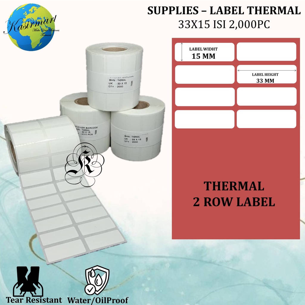 LABEL/STIKER THERMAL/BARCODE/HARGA 33X15 UNTUK PRINTER POSTEK C168/BI428/XP420/CP2140/XP365/XP360