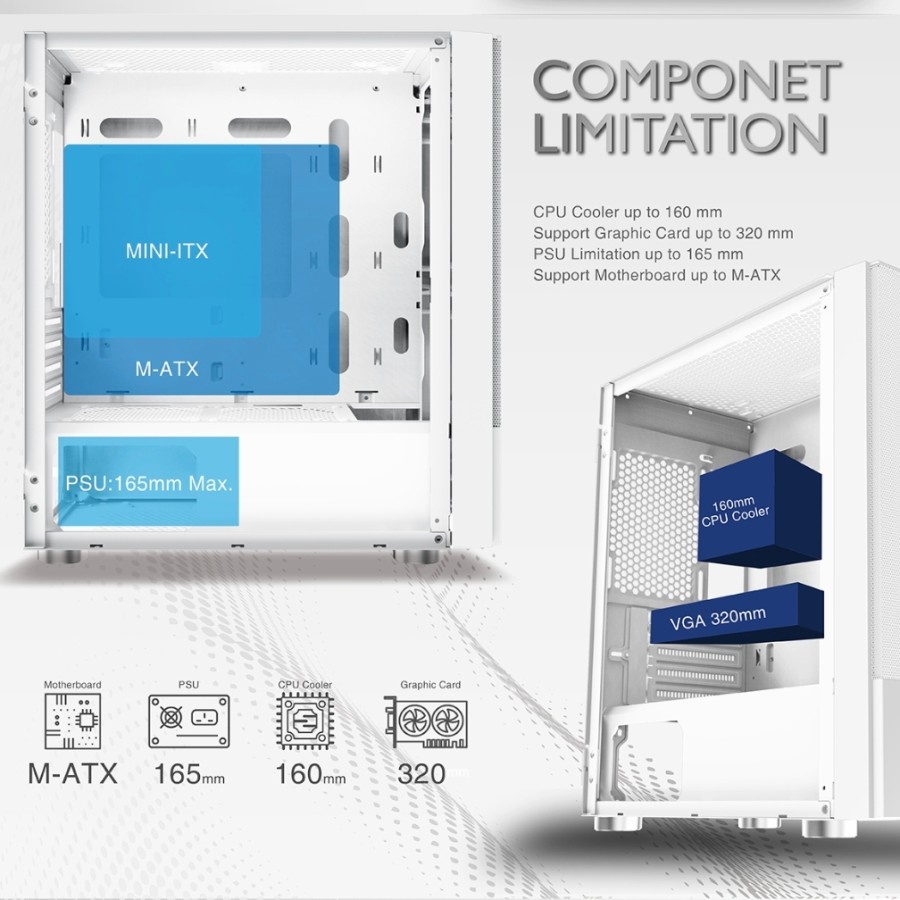 Casing Gaming Xagatek Oreo M-ATX Tempered Glass