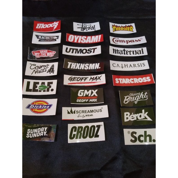 Stiker Brand Clothing, Bloods, Gmx, sch, compas starcross berax, oyisam dll