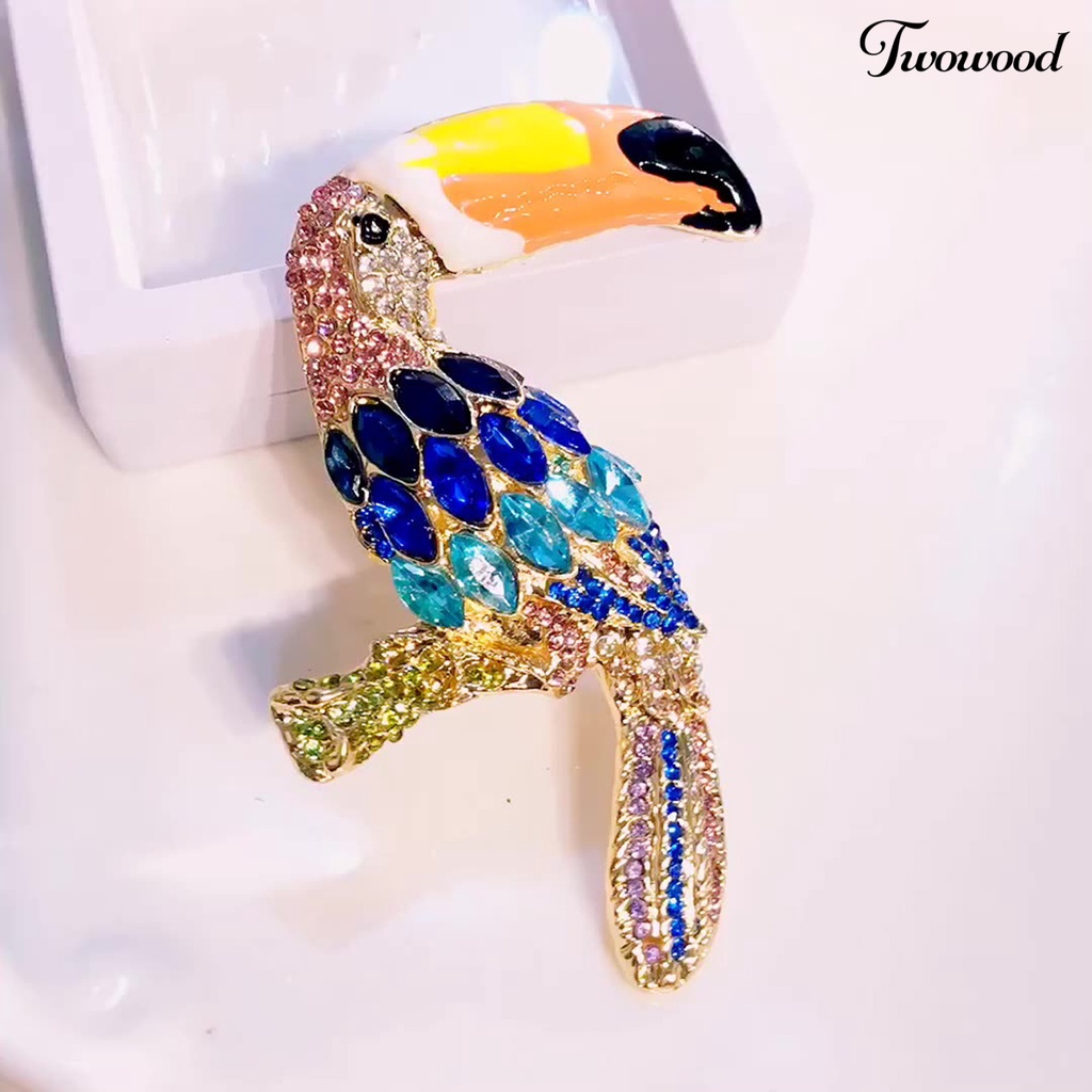 Bros Bentuk Burung Mulut Besar Aksen Kristal Berlian Imitasi Tahan Korosi Untuk Pesta