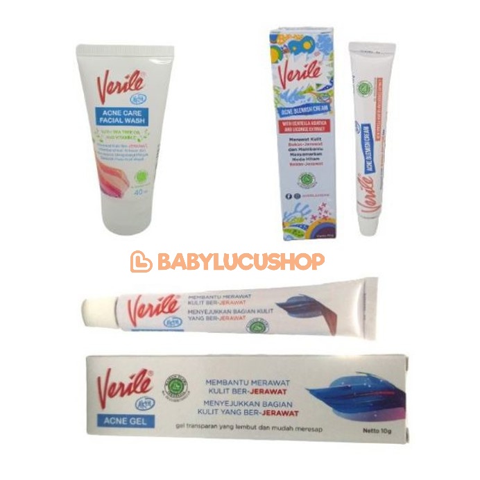 VERILE Acne Gel 10 gr Blemish Cream 10g Facial Wash 40 ml l Menghilangkan Jerawat Obat Bekas Jerawat