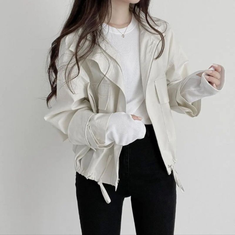 AIKO JAKET WANITA KOREAN STYLE KEKINIAN | M FESYEN | JAKET WANITA CROP Top | Hoodie wanita Korea | S