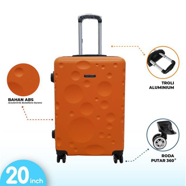 Koper 20 Inch Kabin Size Cabin Kecil Fiber Hardcase Murah Tas Travel Bag Ringan Roda 4 Polo Vienna
