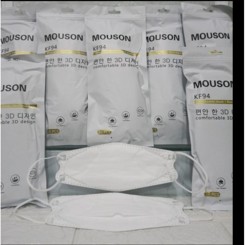 MASKER KF94 MOUSON WHITE 4 PLY PROTECTIVE MASK isi 10 Pc - MEDICAL GRADE
