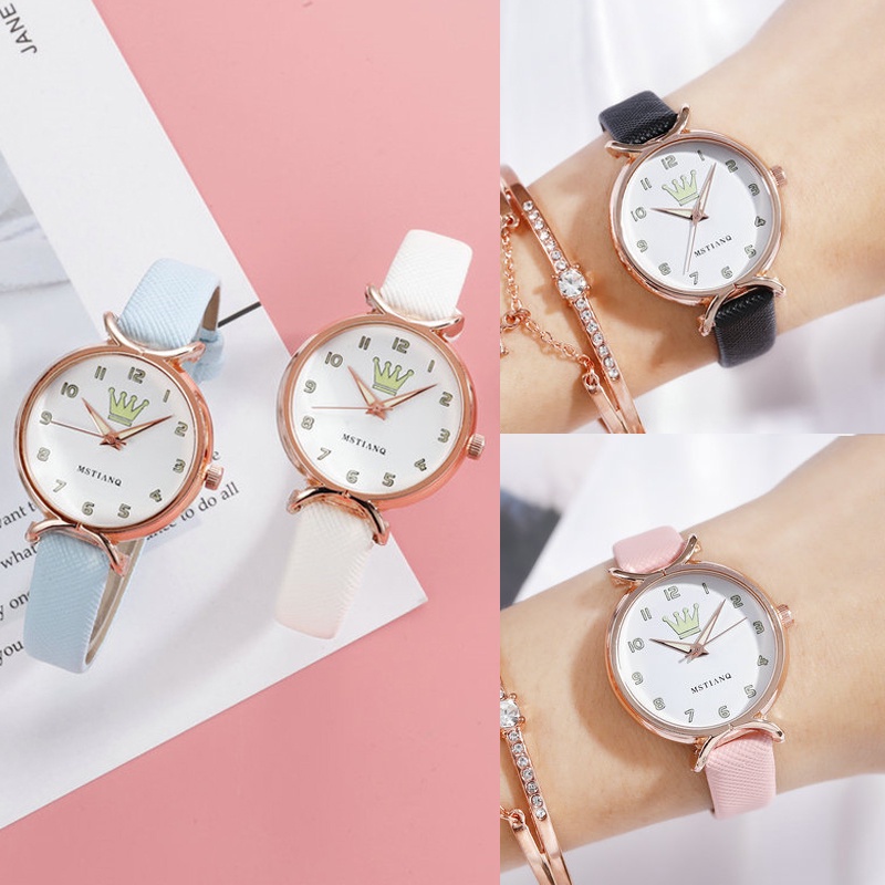 SANGCAKRA COD - Jam Tangan Wanita Quartz Analog Fashion Gaya Korea Motif Mahkota Terbaru 2022 - JW49