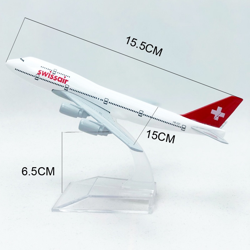 Swiss Air B747 Model Pesawat Swiss Airlines Boeing 747 Die-cast Metal Airplane Model Pesawat 16CM