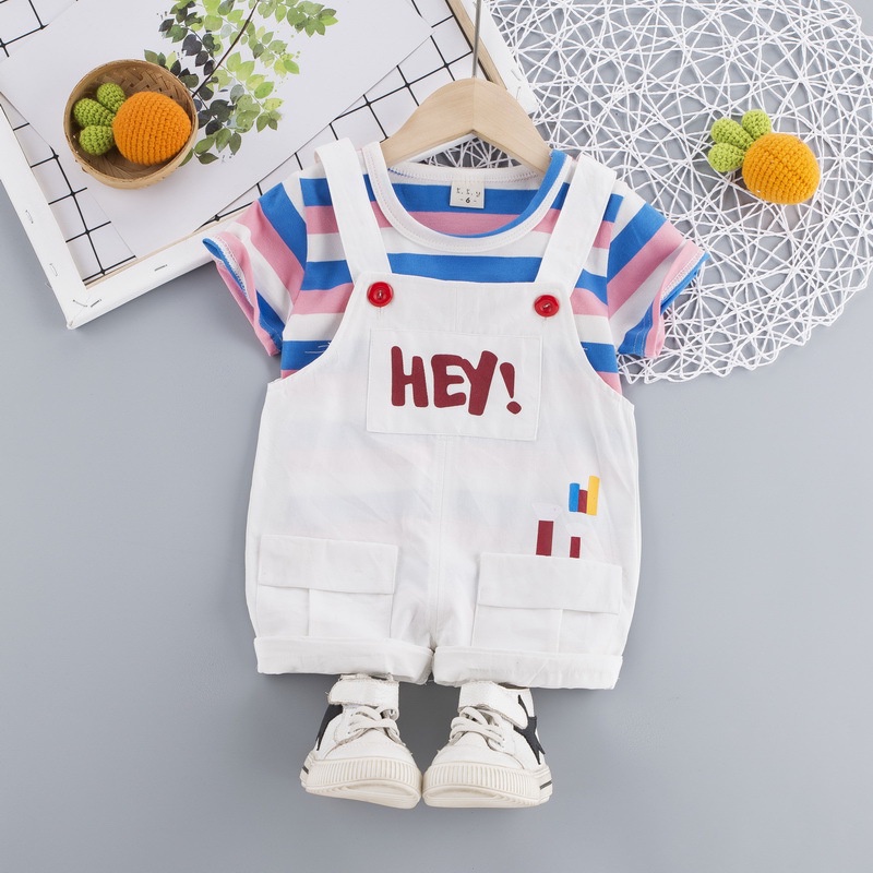 babyfit PROMO HEY BABE overall anak katun oblong setelan anak cowok cewek import