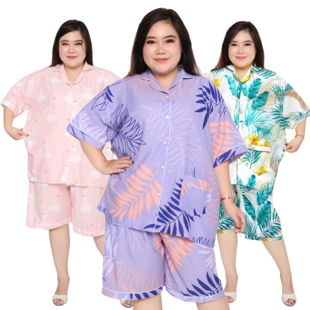 PIAMA BAJU TIDUR CELANA PENDEK LD 120 / PIYAMA JUMBO HOTPANT