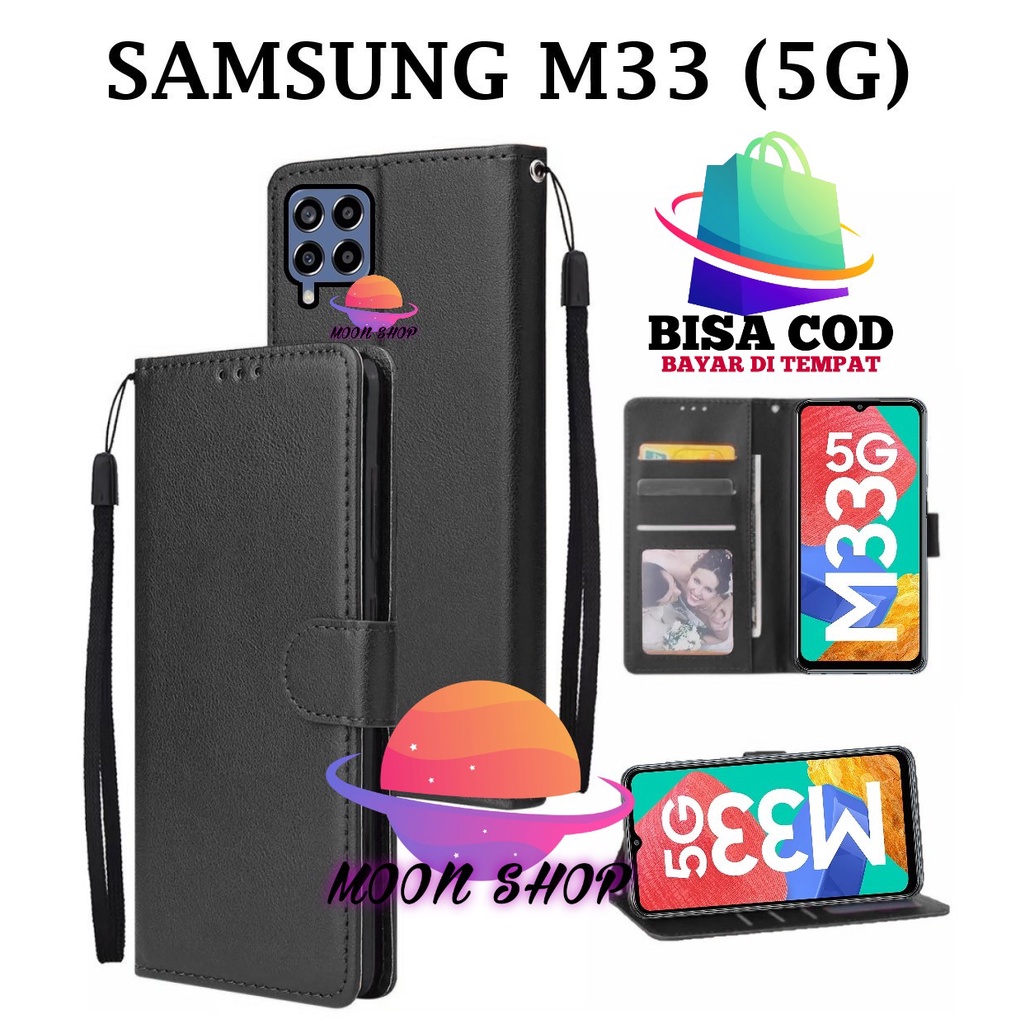 NEW SAMSUNG M33 (5G) FLIP LEATHER CASE PREMIUM-FLIP WALLET CASE KULIT UNTUK SAMSUNG M33 (5G) - CASIN