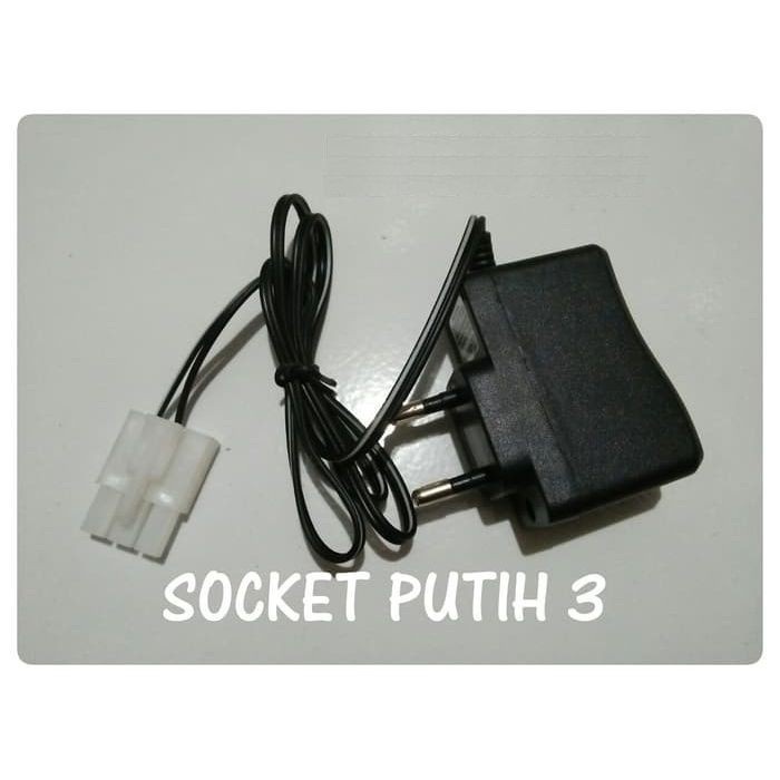 Charger RC Soket Putih 3 Pin Cas Adaptor RC Socket 3 Pin Putih mobil remot