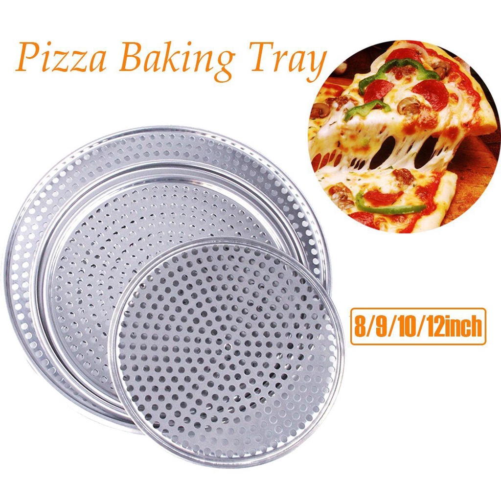 [Elegan] Pizza Pan Non Stick Round Oven Dapur Crispy Crust Pizza Rumah Dengan Lubang