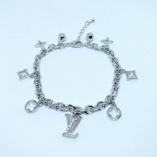 gelang tangan wanita LV perhiasan Rhodium lapis emas 24k