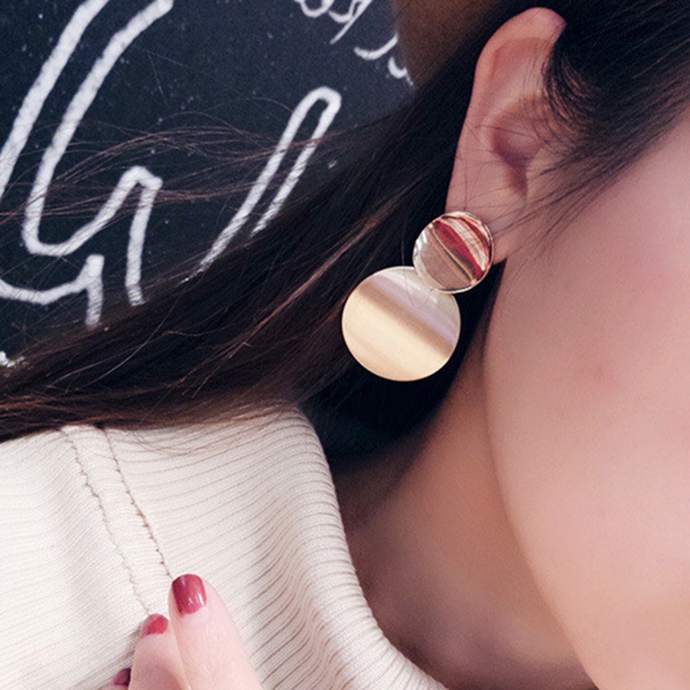 Hu Hu Hu Hu Hu Alat Bantu Pasang Kacamata♡ Anting Stud Matte Bentuk Disk Irregular Untuk Hadiah Ulang Tahun Wanita