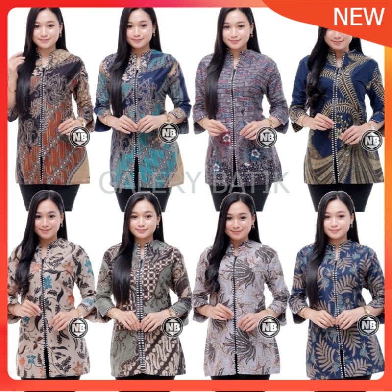 ATASAN BATIK WANITA MODERN BAJU BATIK KANTOR WANITA BATIK NEW BLUS SERAGAMAN Atasan Batik Dolby Dolbi Dobby Doby Tenun Sutra Tulis Halus Katun ATBM Baron ,Sarombit Atasan