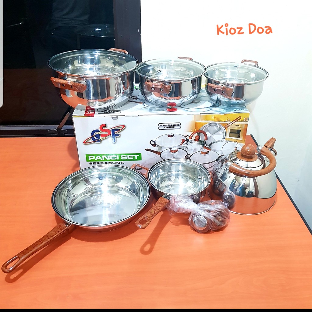 Panci Set Merk GSF 4212 12 Pcs Stainless Steel / Cookware Set 12 Pcs GSF / Panci Set