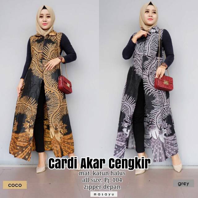 Maxi Cardi Akar Cengkir Outer Sogan Longvest Batik Cardigan