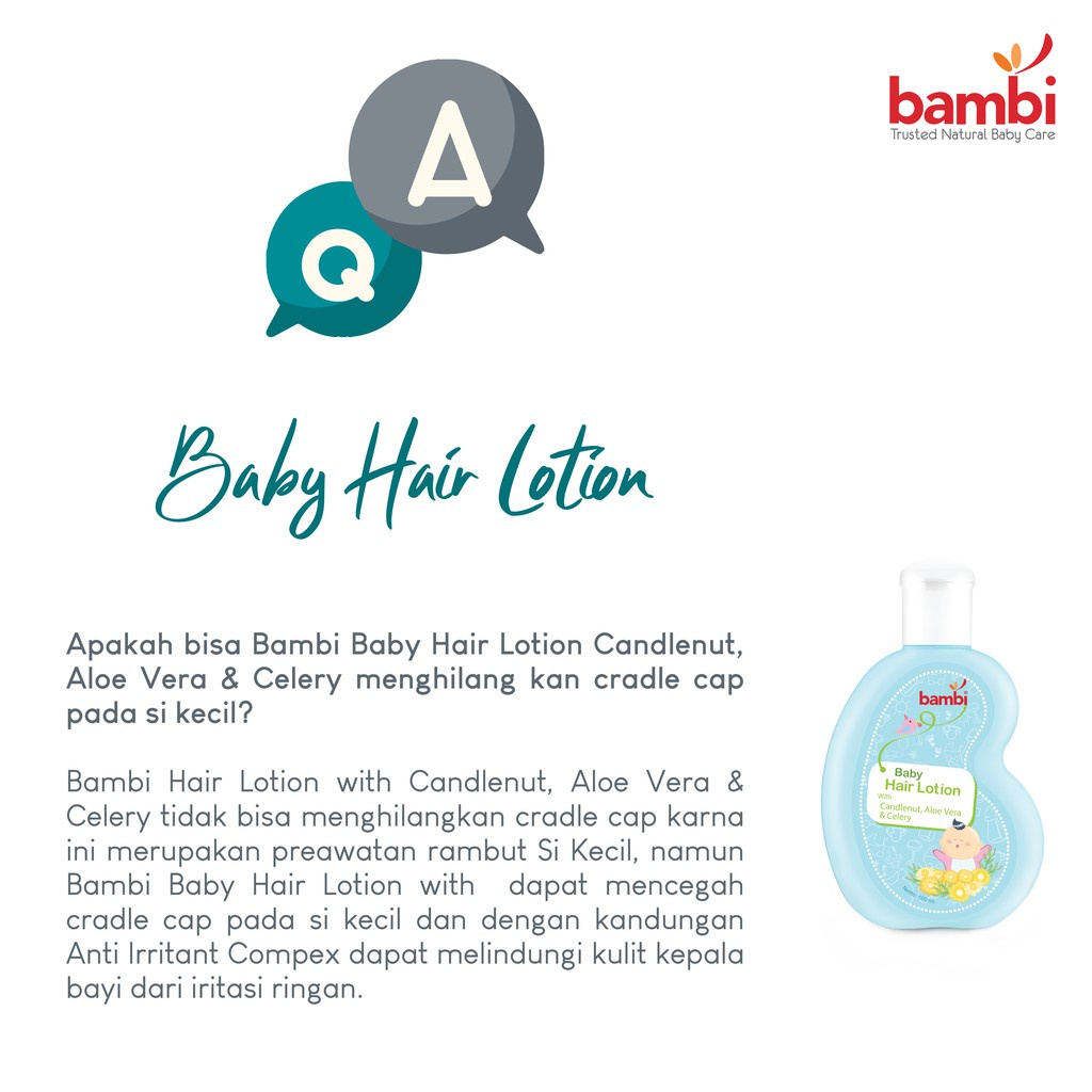 BAMBI Baby Hair Lotion 100ml With Candlenut, Aloe Vera &amp; Celery / Minyak Rambut Anak