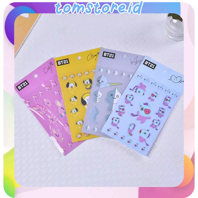 TOMSTORE.ID R197 STIKER BTS TIMBUL 3D KARAKTER KARTUN STICKER DINDING BT21 FASHION KOREA KPOP MURAH