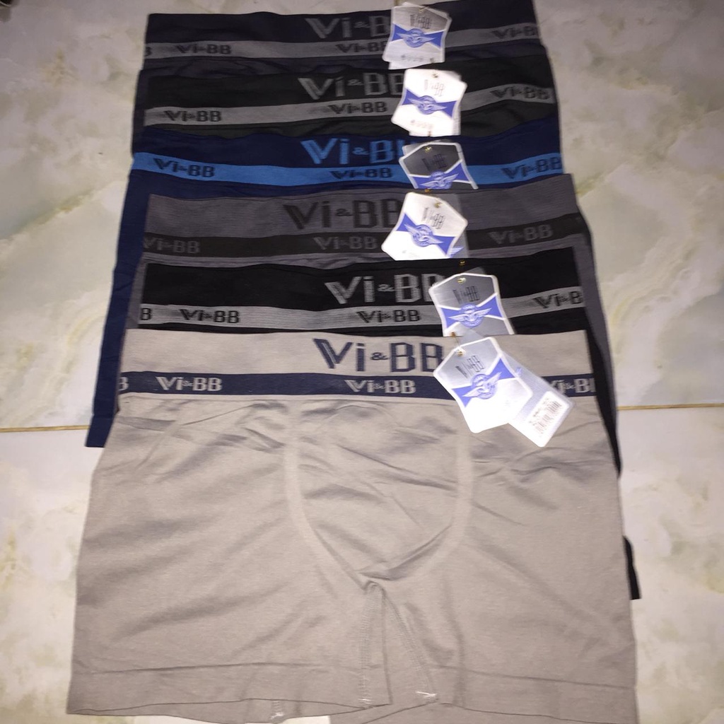 3 pcs. Boxer pria vi bb bahan rajut tanpa jahitan samping.