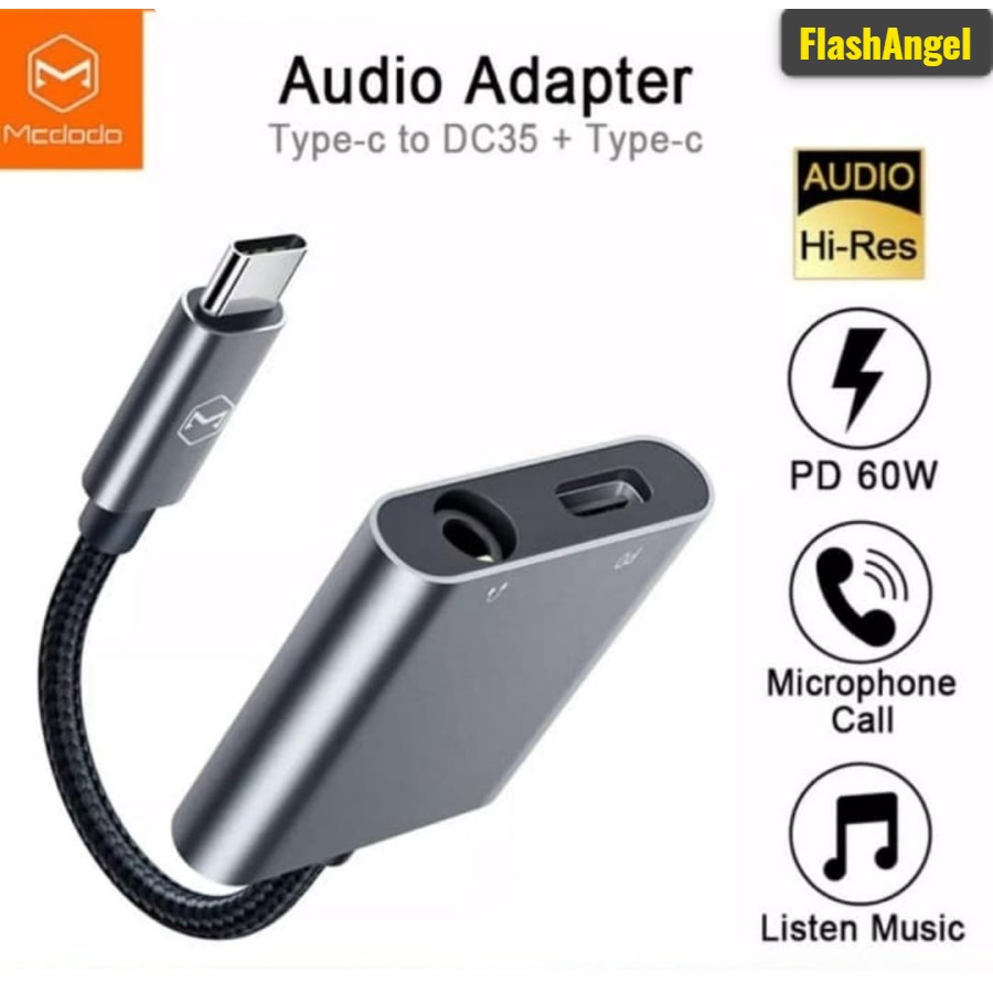 MCDODO CONVERTER CA-7540 TYPE C TO JACK 3.5MM CHARGING + AUDIO + CALL