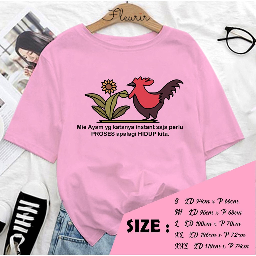 FLEURIR - KAOS WANITA DEWASA MANGKOK MIE AYAM LENGAN PENDEK TUMBLR TEE UNISEX