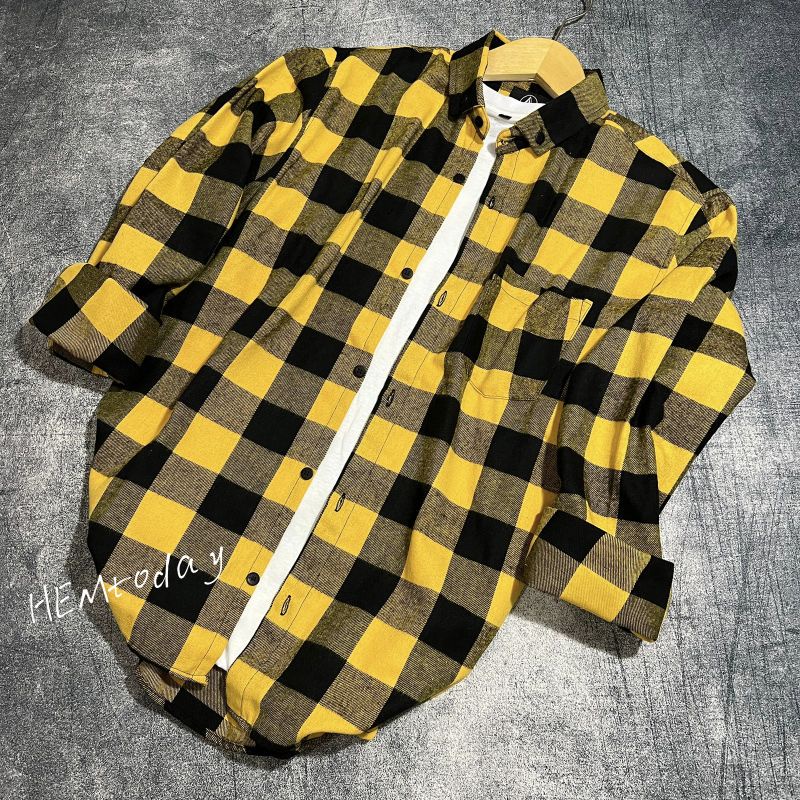 KEMEJA FLANEL EIGHTY-EIGHT KOTAK-KOTAK KUNING FLANEL LENGAN PANJANG HEM PRIA FLANEL IMPOR FLANEL TER