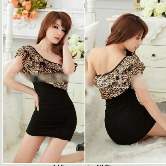 Sexy Lingerie Dress Motif Leopard Murah A0801BL