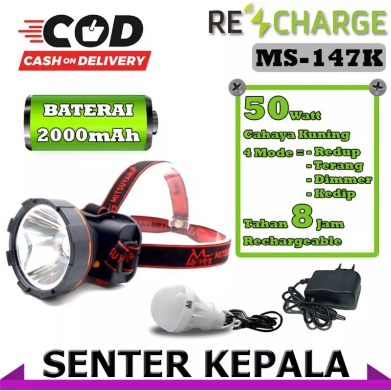 Senter Kepala LED Cahaya Kuning Mitsuyama MS - 147K / Head Lamp Mitsuyama MS -147k