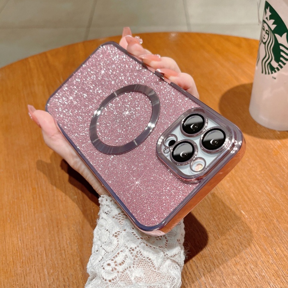 (Iphone 14) Casing Softcase Magnetik 6D Aksen Glitter Mewah Untuk Iphone 13 14 Pro Max 14 Plus