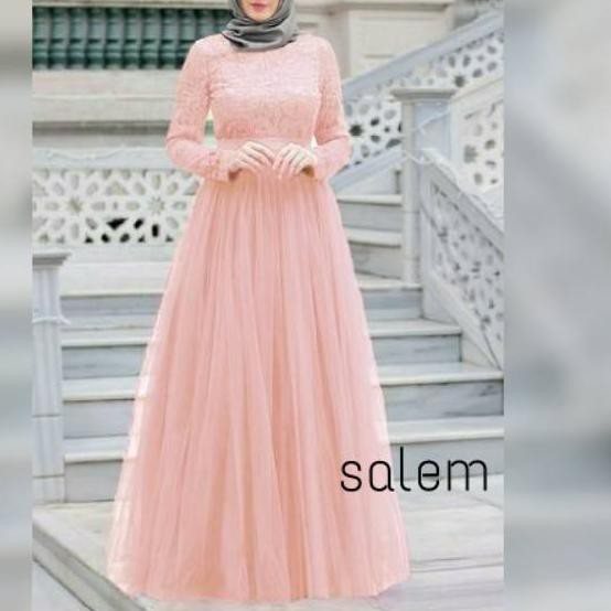 whq-225 Baju wanita dress maxi almirah banyak warna soft brukat gaun pesta remaja mx almaer pink mur