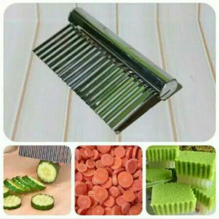 Pisau acar/keripik/buah/sayur bergerigi/pisau puding bergelombang stainless murah