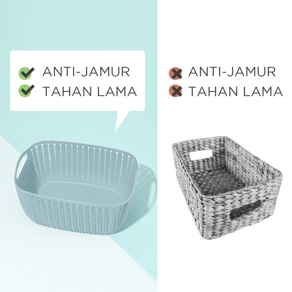 OKK Medium square woven basket Keranjang anyaman penyimpanan persegi sedang