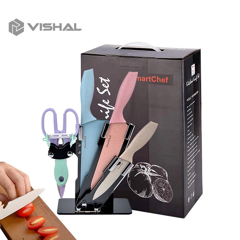 VISHAL 6 Pcs Set Pisau Premium - Set Pisau Batu Maifan - Set Pisau Anti Knife Set VS-1817