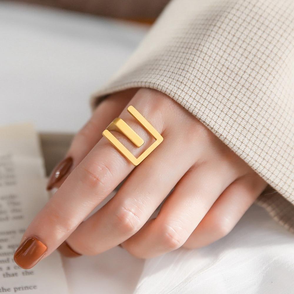 Needway Cincin Berongga Perhiasan Fashion Wanita Tidak Teratur Trendi Keren Hadiah Cincin Terbuka