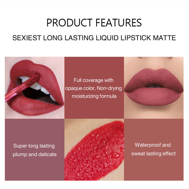 ALNEC EMatte Lipstik Lembut Tahan Lama Pelembab Pigmentasi Tinggi 11 Colors liptint