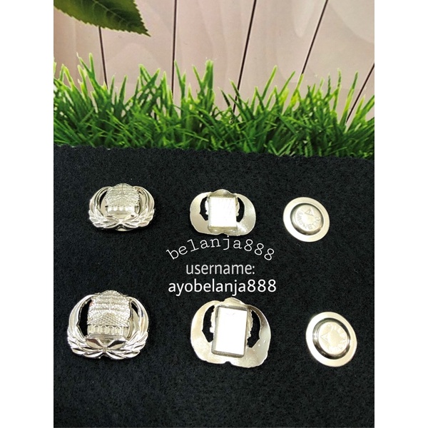 Pin korpri silver logam 2,7cm|3cm magnet mengkilap kwalitas bagus satuan