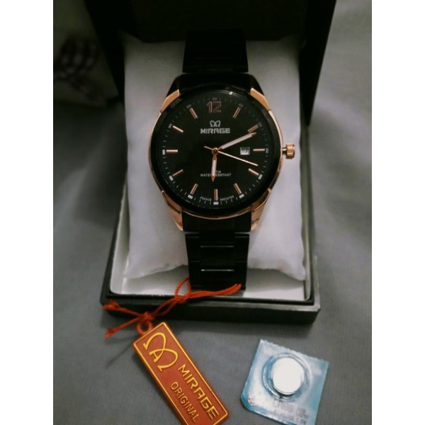 jam tangan pria MIRAGE ORIGINAL water resistant tanggal akitif