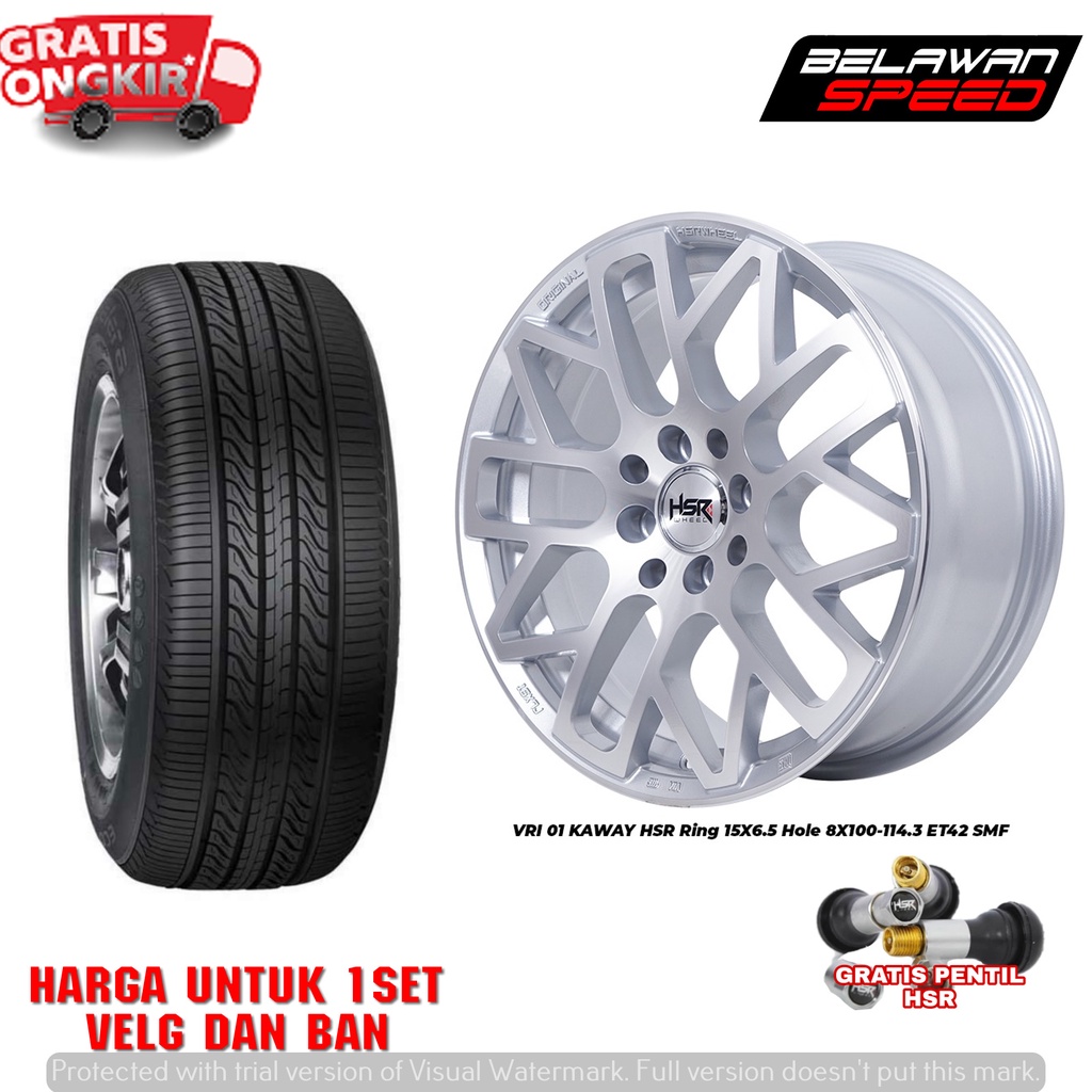 PAKET VELG RACING+BAN MOBIL AGYA HONDA JAZZ BRIO MOBILIO SIRION RING15 HSR KAWAY R15 VELG MURAH